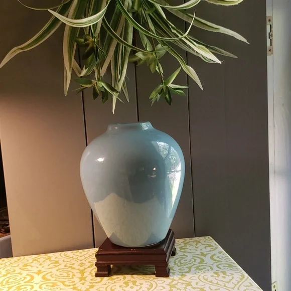 Table vase USA 7in round vtg - Picture 4 of 4